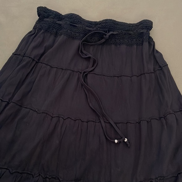 OSO Casuals Ruffled 💯 %cotton black color size XL” womens Skirt - Picture 7 of 14